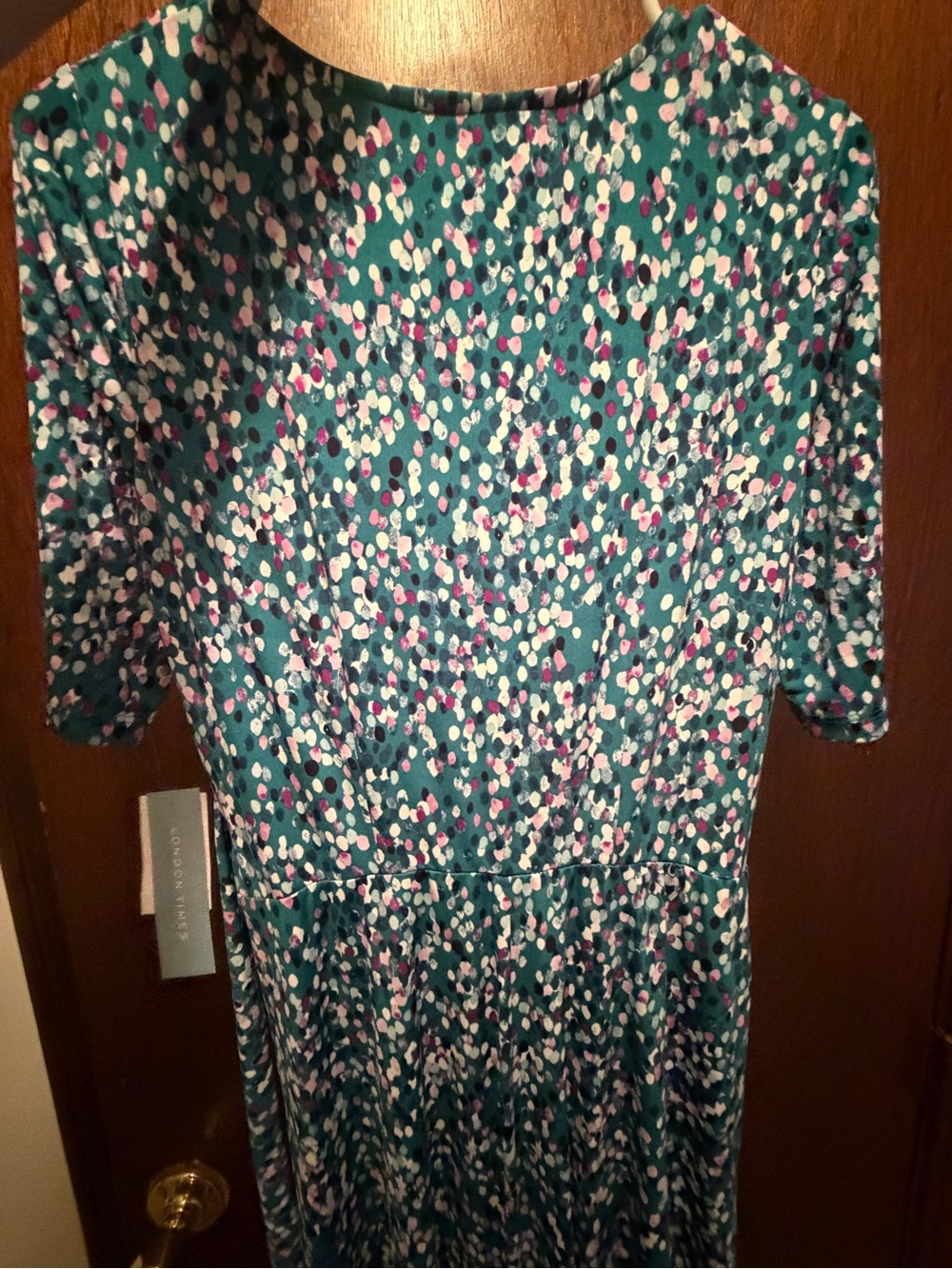 Dot Pattern Maxi Dress with Tie Front - Picture 9 of 9